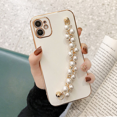 Για iPhone 12 Pro Max Mini Case Pearl Diamond Bracelet Chain Ηλεκτροεπικαλυμμένη μαλακή θήκη τηλεφώνου Για iPhone 11Pro Max XS XR 7 8 Plus X