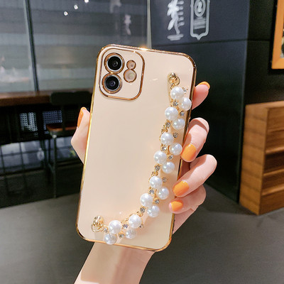 Για iPhone 12 Pro Max Mini Case Pearl Diamond Bracelet Chain Ηλεκτροεπικαλυμμένη μαλακή θήκη τηλεφώνου Για iPhone 11Pro Max XS XR 7 8 Plus X