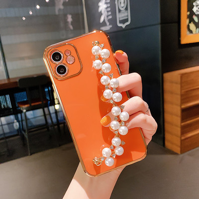 Για iPhone 12 Pro Max Mini Case Pearl Diamond Bracelet Chain Ηλεκτροεπικαλυμμένη μαλακή θήκη τηλεφώνου Για iPhone 11Pro Max XS XR 7 8 Plus X