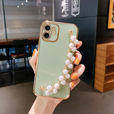 Για iPhone 12 Pro Max Mini Case Pearl Diamond Bracelet Chain Ηλεκτροεπικαλυμμένη μαλακή θήκη τηλεφώνου Για iPhone 11Pro Max XS XR 7 8 Plus X