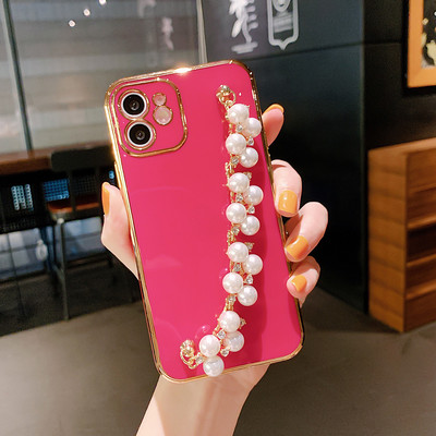 Για iPhone 12 Pro Max Mini Case Pearl Diamond Bracelet Chain Ηλεκτροεπικαλυμμένη μαλακή θήκη τηλεφώνου Για iPhone 11Pro Max XS XR 7 8 Plus X