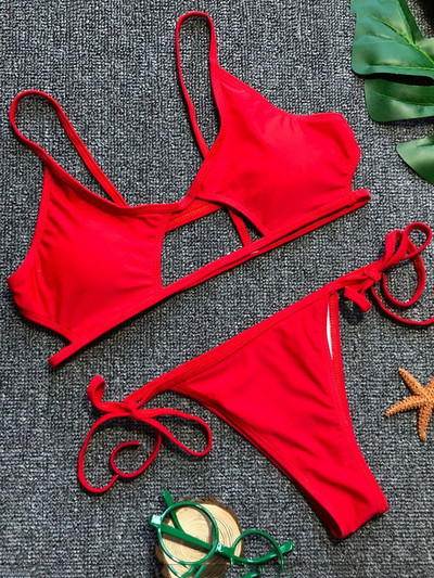 Seksi naborani bikini na vezanje Ženski kupaći kostim Ženski kupaći kostim Dvodijelni bikini set Brazilian Bather Izdubljeni kupaći kostim za plivanje