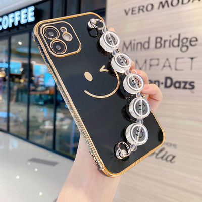 Μπρασελέ Smiley Κάλυμμα θήκης χειρός για iPhone 13 12 Pro Mini 11 Pro Max XS Πολυτελείς επίχρυσες θήκες για iPhone 8 7 Plus XR X SE