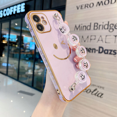 Μπρασελέ Smiley Κάλυμμα θήκης χειρός για iPhone 13 12 Pro Mini 11 Pro Max XS Πολυτελείς επίχρυσες θήκες για iPhone 8 7 Plus XR X SE