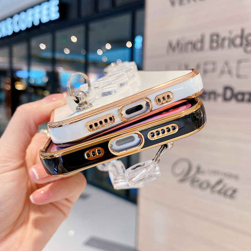 Μπρασελέ Smiley Κάλυμμα θήκης χειρός για iPhone 13 12 Pro Mini 11 Pro Max XS Πολυτελείς επίχρυσες θήκες για iPhone 8 7 Plus XR X SE