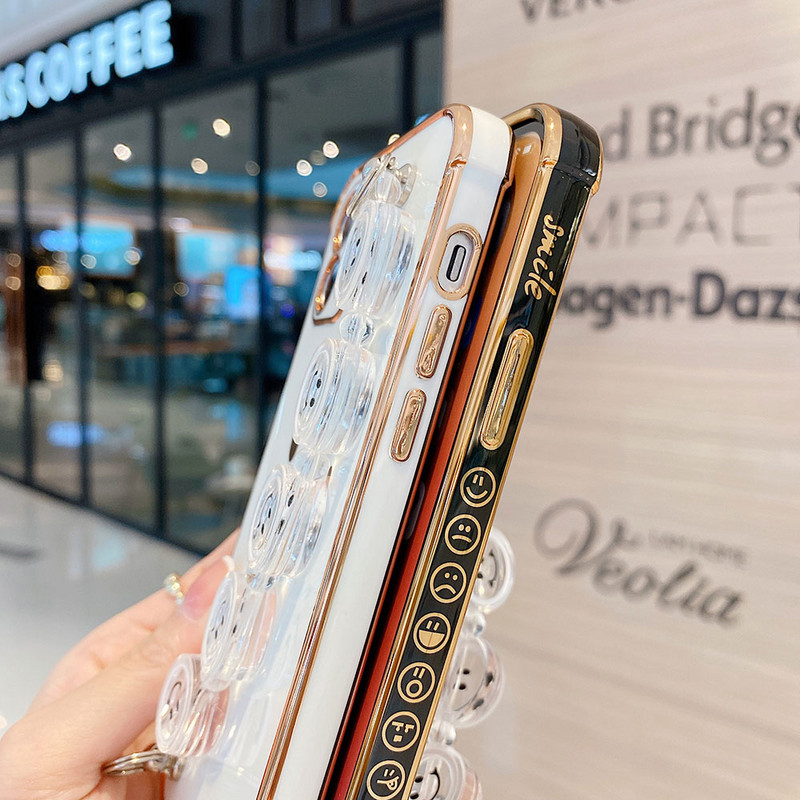 Μπρασελέ Smiley Κάλυμμα θήκης χειρός για iPhone 13 12 Pro Mini 11 Pro Max XS Πολυτελείς επίχρυσες θήκες για iPhone 8 7 Plus XR X SE