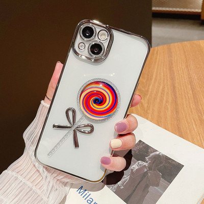 Spalvingas „Lollipop Pattern“ telefono dėklas, skirtas „iPhone 12 Pro Max 13pro Max 12pro Luxury“ galvanizuojamas skaidrus dangtelis, skirtas „iphone11“