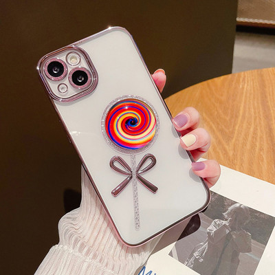 Spalvingas „Lollipop Pattern“ telefono dėklas, skirtas „iPhone 12 Pro Max 13pro Max 12pro Luxury“ galvanizuojamas skaidrus dangtelis, skirtas „iphone11“