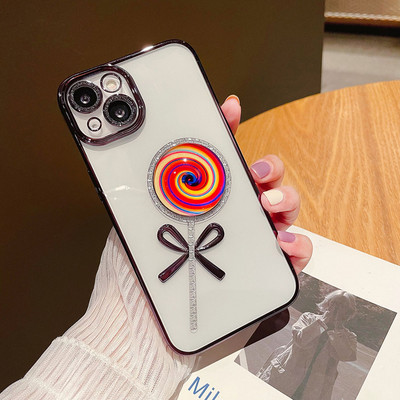 Spalvingas „Lollipop Pattern“ telefono dėklas, skirtas „iPhone 12 Pro Max 13pro Max 12pro Luxury“ galvanizuojamas skaidrus dangtelis, skirtas „iphone11“