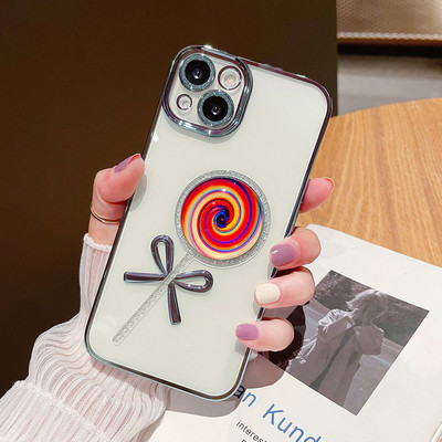 Spalvingas „Lollipop Pattern“ telefono dėklas, skirtas „iPhone 12 Pro Max 13pro Max 12pro Luxury“ galvanizuojamas skaidrus dangtelis, skirtas „iphone11“