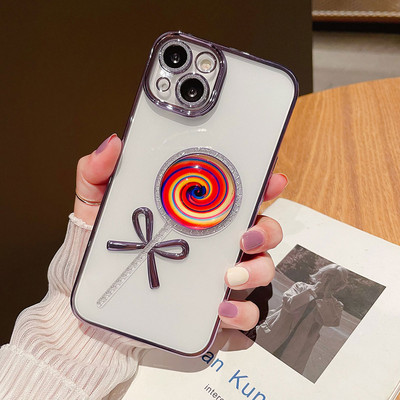 Spalvingas „Lollipop Pattern“ telefono dėklas, skirtas „iPhone 12 Pro Max 13pro Max 12pro Luxury“ galvanizuojamas skaidrus dangtelis, skirtas „iphone11“