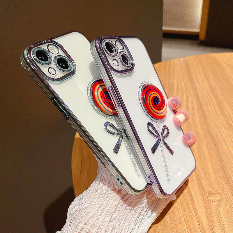 Spalvingas „Lollipop Pattern“ telefono dėklas, skirtas „iPhone 12 Pro Max 13pro Max 12pro Luxury“ galvanizuojamas skaidrus dangtelis, skirtas „iphone11“