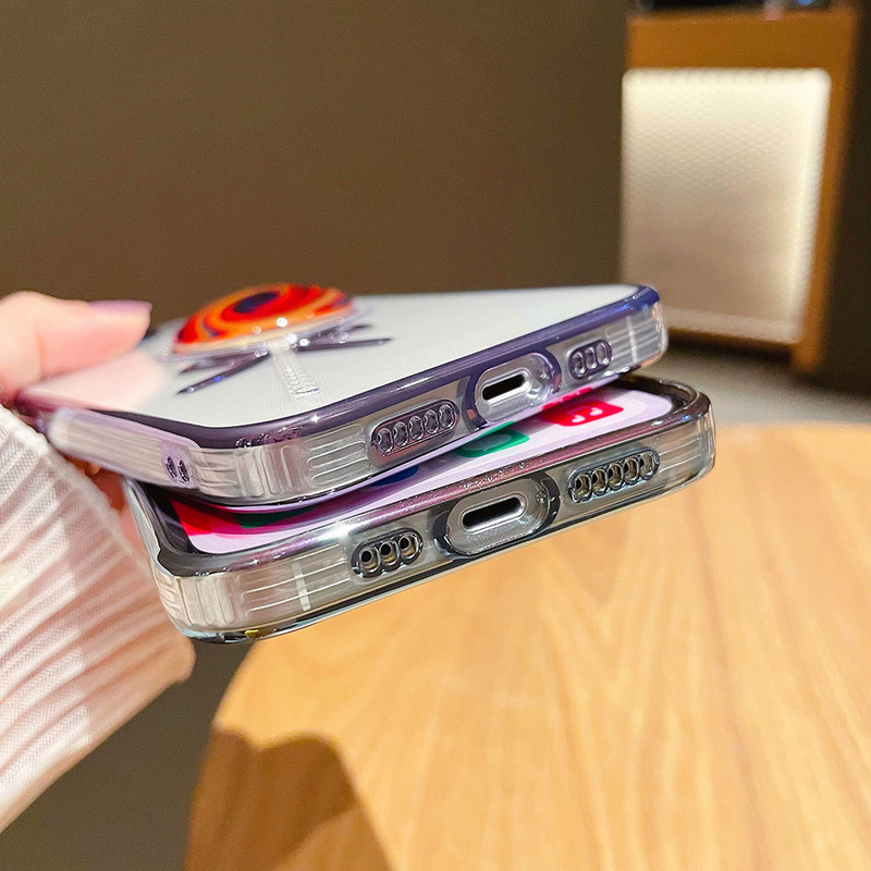 Spalvingas „Lollipop Pattern“ telefono dėklas, skirtas „iPhone 12 Pro Max 13pro Max 12pro Luxury“ galvanizuojamas skaidrus dangtelis, skirtas „iphone11“