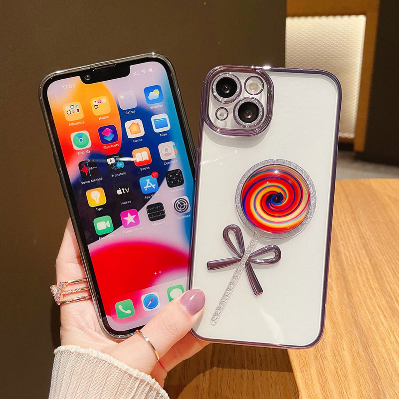 Spalvingas „Lollipop Pattern“ telefono dėklas, skirtas „iPhone 12 Pro Max 13pro Max 12pro Luxury“ galvanizuojamas skaidrus dangtelis, skirtas „iphone11“