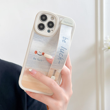 Θήκη καρπού για iPhone 13 Pro MAX 12 11 Pro Max Xs Max XR Ακουαρέλα χαμογελαστό πρόσωπο Προστατευτικό κάλυμμα θήκης τηλεφώνου από σιλικόνη