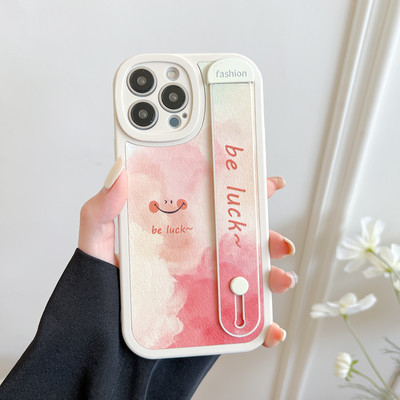 Csuklópántos tok iPhone 13 Pro MAX 12 11 Pro Max Xs Max XR akvarell mosolygó archoz szilikon védő telefontartó burkolat