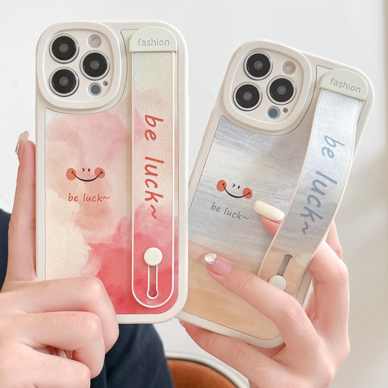 Csuklópántos tok iPhone 13 Pro MAX 12 11 Pro Max Xs Max XR akvarell mosolygó archoz szilikon védő telefontartó burkolat