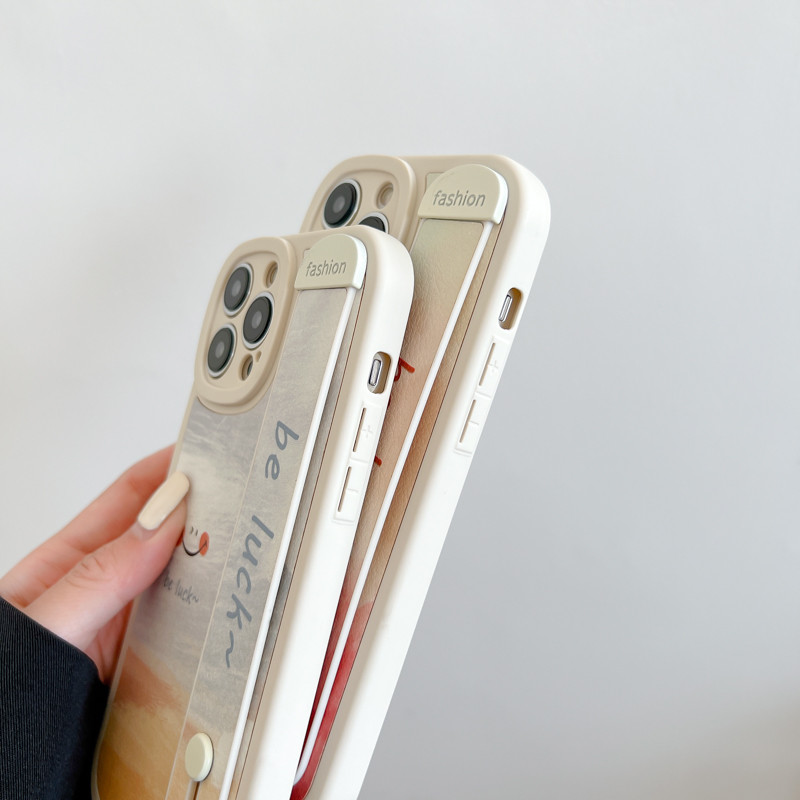 Csuklópántos tok iPhone 13 Pro MAX 12 11 Pro Max Xs Max XR akvarell mosolygó archoz szilikon védő telefontartó burkolat