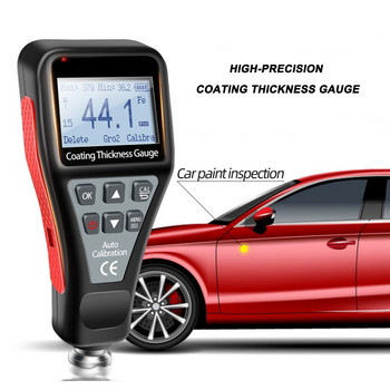 Цифров уред за измерване на дебелината на покритието FE/NFE Преносим уред за измерване на дебелината на филма за боядисване на автомобили Измервател за тестер за галванични метални покрития