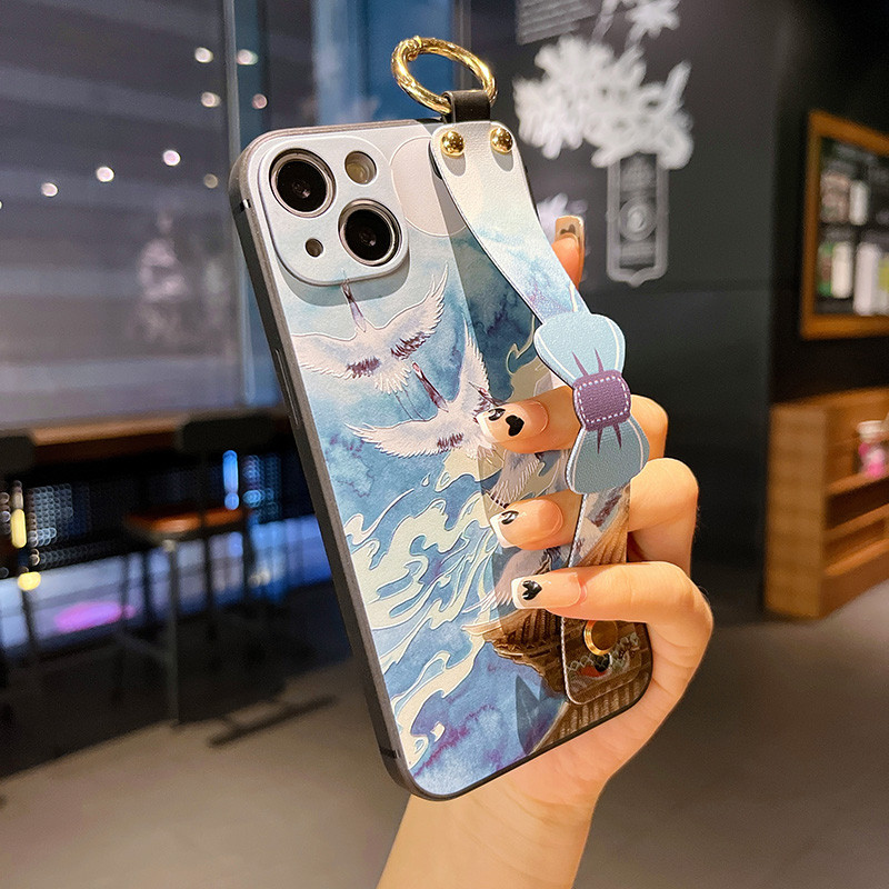 Mašna narukvica za oslikavanje krajolika za iPhone 13 12 11 Pro Max Xs Max XR 7 8 Plus SE Silikonska zaštitna maska za držač telefona