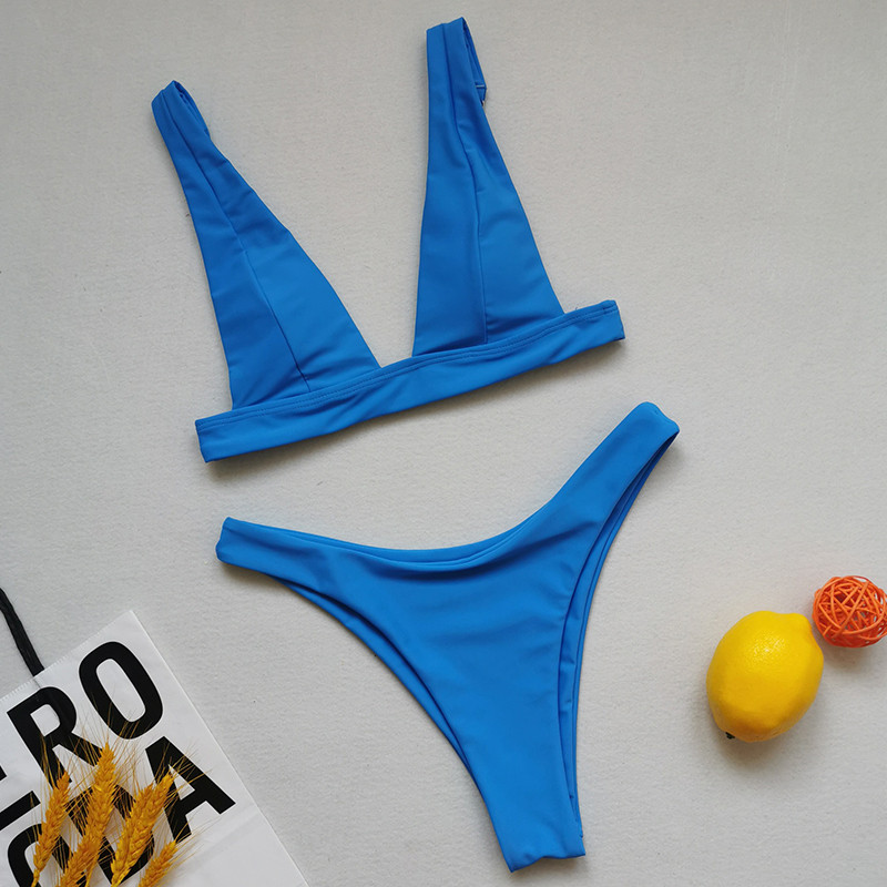 Novi seksi jednobojni brazilski bikini za 2021. Ženski kupaći kostim Ženski kupaći kostim Dva komada bikinija Push up kupaći kostim za kupanje Swim Lady