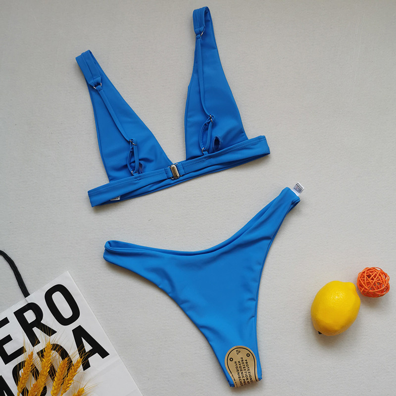 Novi seksi jednobojni brazilski bikini za 2021. Ženski kupaći kostim Ženski kupaći kostim Dva komada bikinija Push up kupaći kostim za kupanje Swim Lady