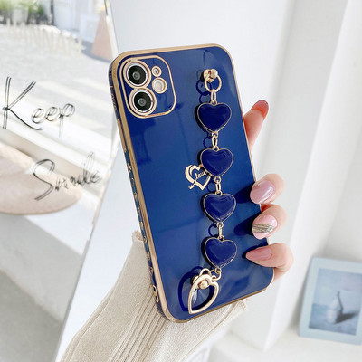 Калъф за телефон Smooth Heart Bracelet за iPhone 12 Mini 12Pro Max Луксозен златен калъф за iPhone 11 Pro XS Max 8 7 Plus XR X SE