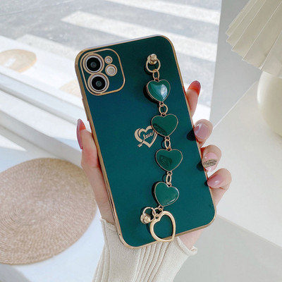 Калъф за телефон Smooth Heart Bracelet за iPhone 12 Mini 12Pro Max Луксозен златен калъф за iPhone 11 Pro XS Max 8 7 Plus XR X SE