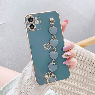 Калъф за телефон Smooth Heart Bracelet за iPhone 12 Mini 12Pro Max Луксозен златен калъф за iPhone 11 Pro XS Max 8 7 Plus XR X SE