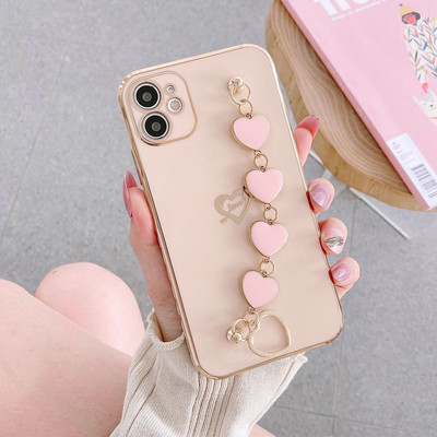 Калъф за телефон Smooth Heart Bracelet за iPhone 12 Mini 12Pro Max Луксозен златен калъф за iPhone 11 Pro XS Max 8 7 Plus XR X SE