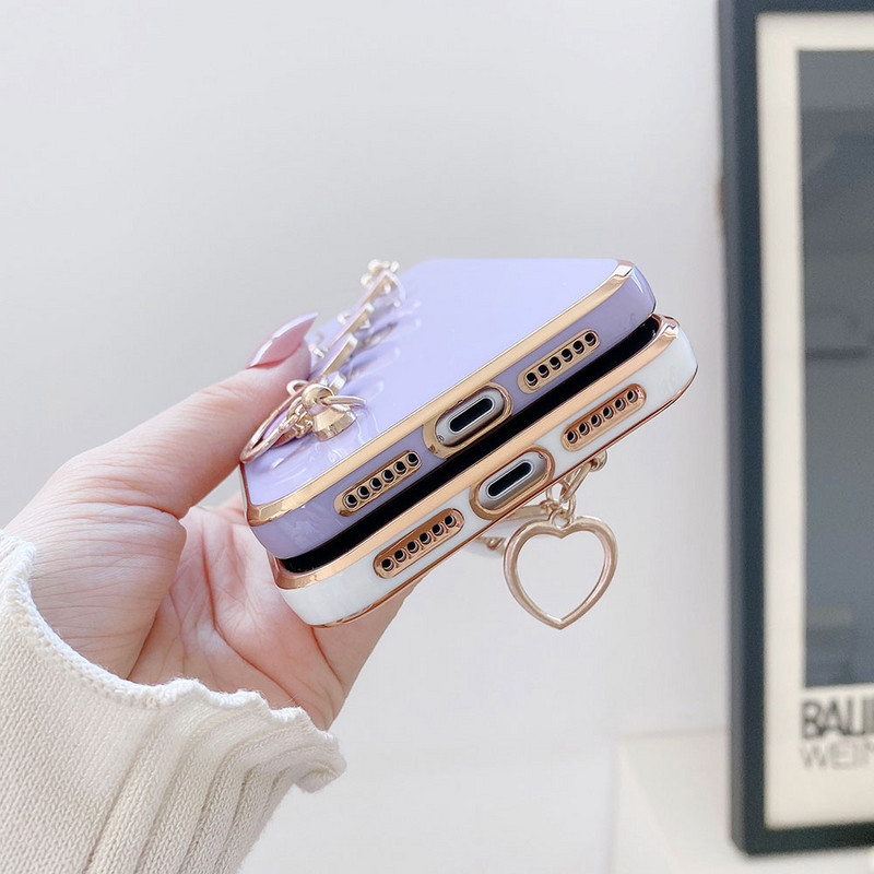 Калъф за телефон Smooth Heart Bracelet за iPhone 12 Mini 12Pro Max Луксозен златен калъф за iPhone 11 Pro XS Max 8 7 Plus XR X SE