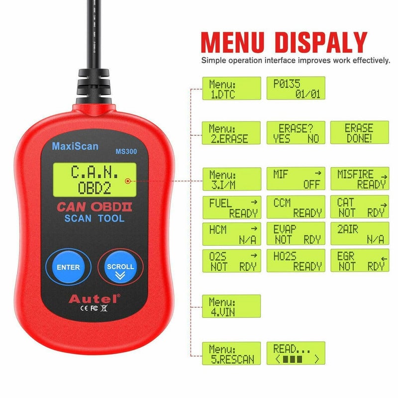 Autel MaxiScan MS300 univerzális OBD2 szkenner EOBD OBD II diagnosztikai kiolvasó eszköz olvasása hibakódok törlése gépjármű-tartozékok