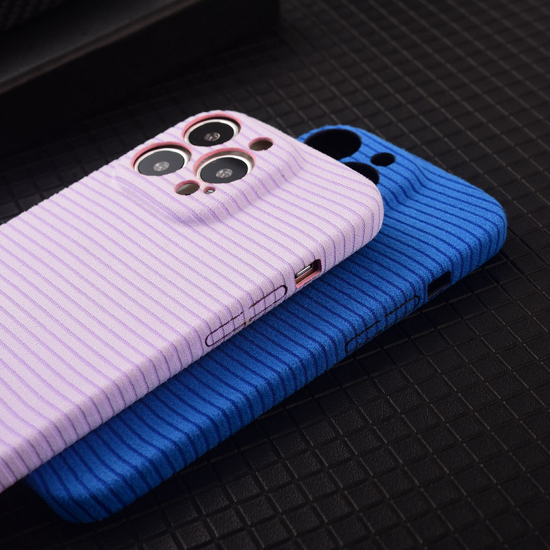 Νέα ριγέ υφασμάτινη θήκη τηλεφώνου για iPhone 14 Plus 13 12 11 Pro Max 14Pro Max Πλήρες σώμα Προστασία κάμερας δερμάτινο κάλυμμα TPU