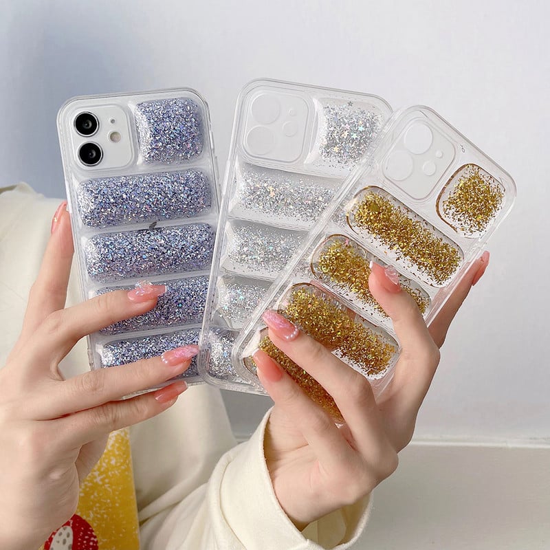 Прозрачен калъф за телефон Подходящ за iphone 13 12 Pro MAX case 13pro Пухено яке с блясък на прах За iphone 11 pro max меко покритие