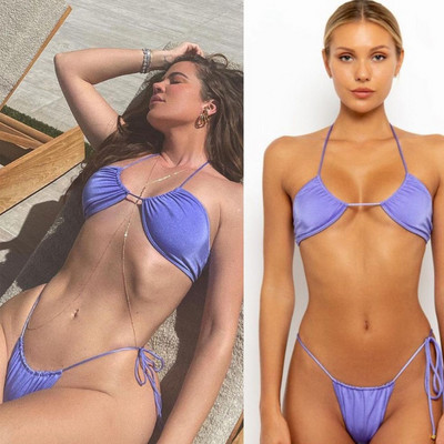 Folds Bikini 2023 Swimsuit Push Up Σετ μπικίνι Γυναικείο μαγιό Μονόχρωμο μπικίνι Σέξι μπικίνι μαγιό παραλίας