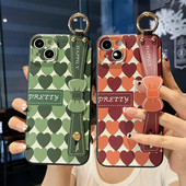 Navlaka za narukvicu s uzorkom dijamantnog srca za iPhone 11 12 13 Pro Max Xs Max XR 7 8 Plus SE Silikonska zaštitna maska za držač telefona