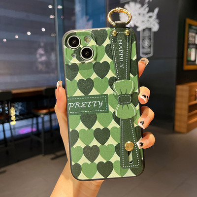 Navlaka za narukvicu s uzorkom dijamantnog srca za iPhone 11 12 13 Pro Max Xs Max XR 7 8 Plus SE Silikonska zaštitna maska za držač telefona