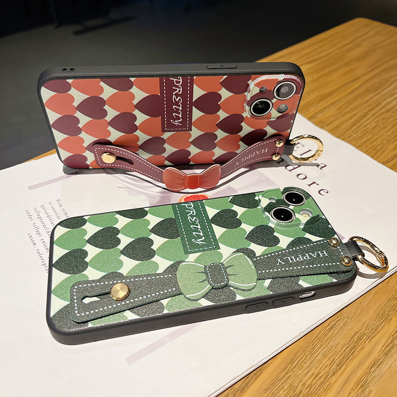 Navlaka za narukvicu s uzorkom dijamantnog srca za iPhone 11 12 13 Pro Max Xs Max XR 7 8 Plus SE Silikonska zaštitna maska za držač telefona