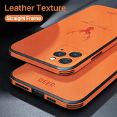 Luxus bőr textúrájú négyzet alakú tok iPhone 14 13 Pro Max 11 12 Mini X XR XS szarvas kameravédelem ütésálló burkolathoz