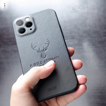 Луксозен калъф с квадратна рамка с кожена текстура за iPhone 14 13 Pro Max 11 12 Mini X XR XS Deer Защита на камерата Удароустойчив капак