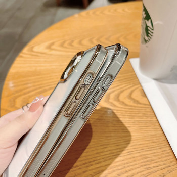 Акрилен кристално прозрачен калъф с висока твърдост за iPhone 11 12 13 Pro Max Case Прозрачен гумен капак с метални ключове