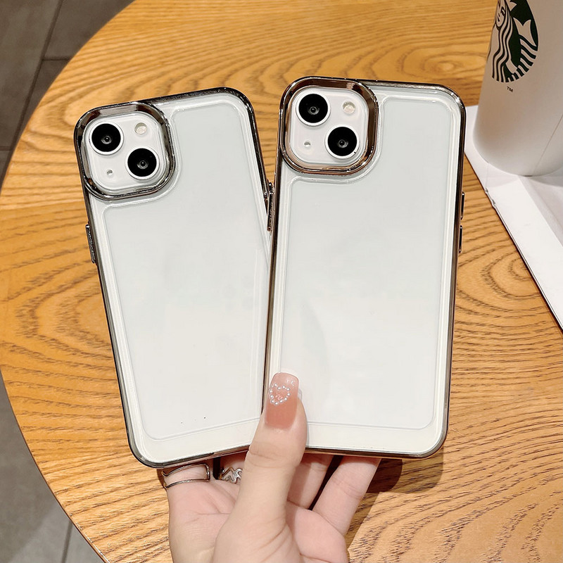 Akrilna kristalno prozirna telefonska torbica visoke tvrdoće za iPhone 11 12 13 Pro Max Case Svemirska prozirna gumena maska s metalnim tipkama