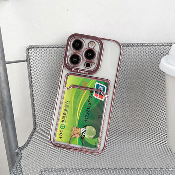 Калъф за телефон Boucho Plating със слот за карта за iphone 14 Plus 13 12 11 Pro MAX XS XR XS MAX 7 8 6 Plus луксозен галваничен капак