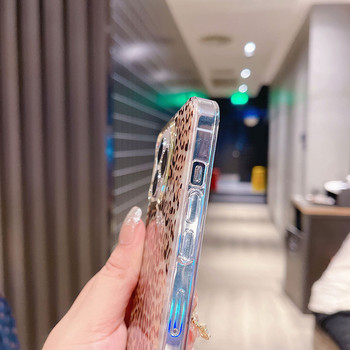 Луксозен силиконов калъф за телефон за iPhone 13 Pro 12 11 Pro Max XS X 7 8 plus SE XR Прозрачен цветен капак с леопардов принт на дъгата
