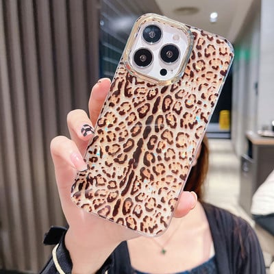 Husă de telefon din silicon de lux pentru iPhone 13 Pro 12 11 Pro Max XS X 7 8 plus SE XR Husă transparentă, colorată, cu imprimeu leopard, curcubeu