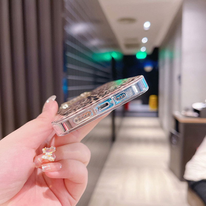 Husă de telefon din silicon de lux pentru iPhone 13 Pro 12 11 Pro Max XS X 7 8 plus SE XR Husă transparentă, colorată, cu imprimeu leopard, curcubeu