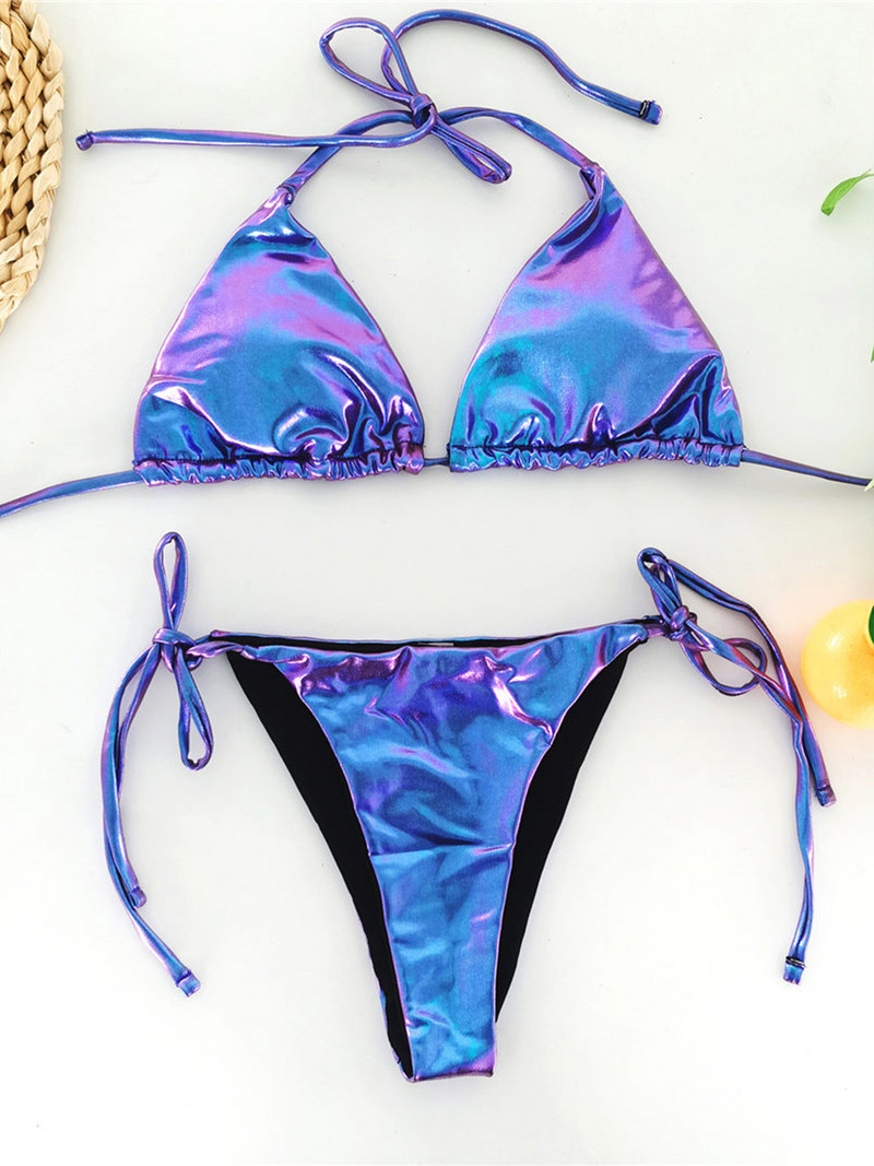 Nou Sexy 2022 Bikini din piele artificială Pu pentru femei Costum de baie pentru femeie Set de bikini din două piese Costum de baie pentru baie V2346