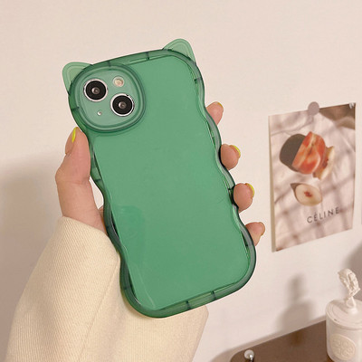 Mat prozirna telefonska maska kompatibilna za iPhone 13 Pro Max 11 12 Pro Max XR XS MAX X 7 8 Plus, meka stražnja maska s mačjim ušima