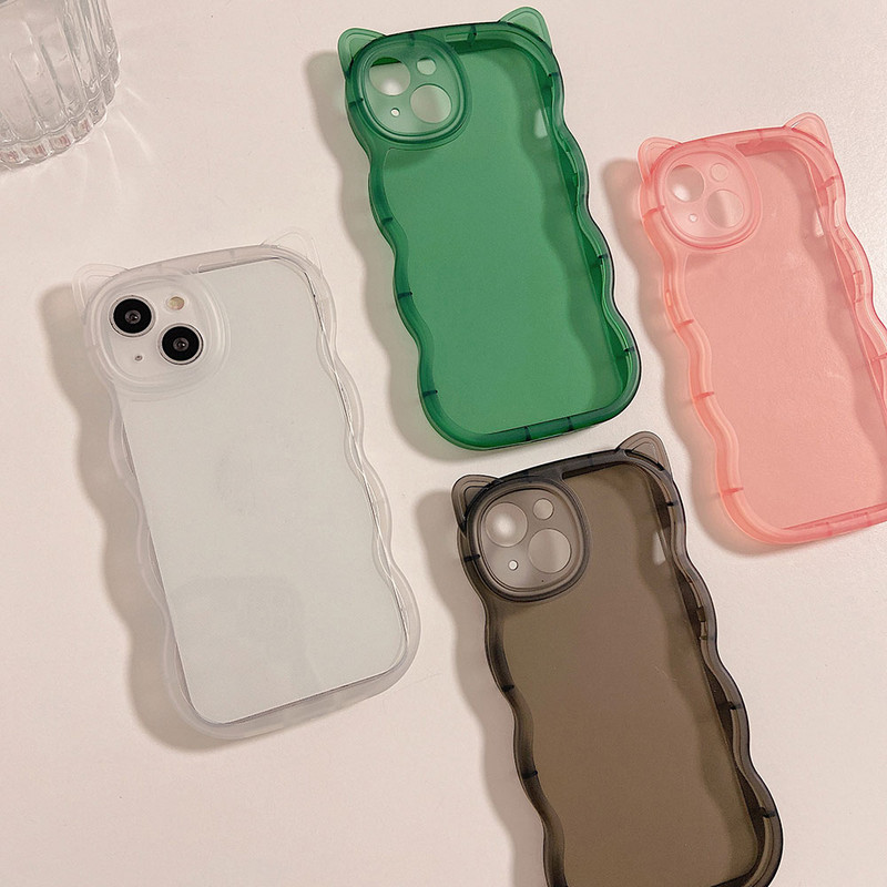 Mat prozirna telefonska maska kompatibilna za iPhone 13 Pro Max 11 12 Pro Max XR XS MAX X 7 8 Plus, meka stražnja maska s mačjim ušima