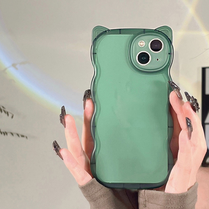 Mat prozirna telefonska maska kompatibilna za iPhone 13 Pro Max 11 12 Pro Max XR XS MAX X 7 8 Plus, meka stražnja maska s mačjim ušima